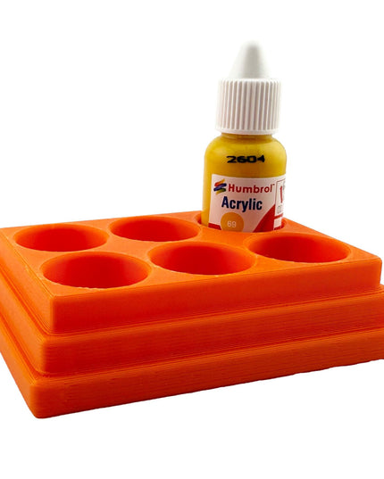 Jeff Did It! - 14ml Bottle Holder - Holds 6 Bottles Compatible with Humbrol 14ml Paint Bottles w Anti-Slip Rubber Feet - 3D Printed