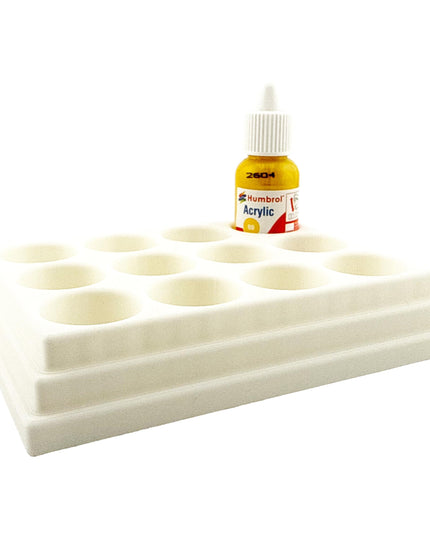 Jeff Did It! - 14ml Bottle Holder - Holds 12 Bottles Compatible with Humbrol 14ml Paint Bottles w Anti-Slip Rubber Feet - 3D Printed