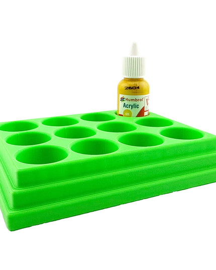 Jeff Did It! - 14ml Bottle Holder - Holds 12 Bottles Compatible with Humbrol 14ml Paint Bottles w Anti-Slip Rubber Feet - 3D Printed