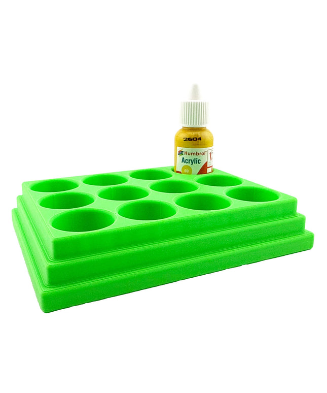 Jeff Did It! - 14ml Bottle Holder - Holds 12 Bottles Compatible with Humbrol 14ml Paint Bottles w Anti-Slip Rubber Feet - 3D Printed