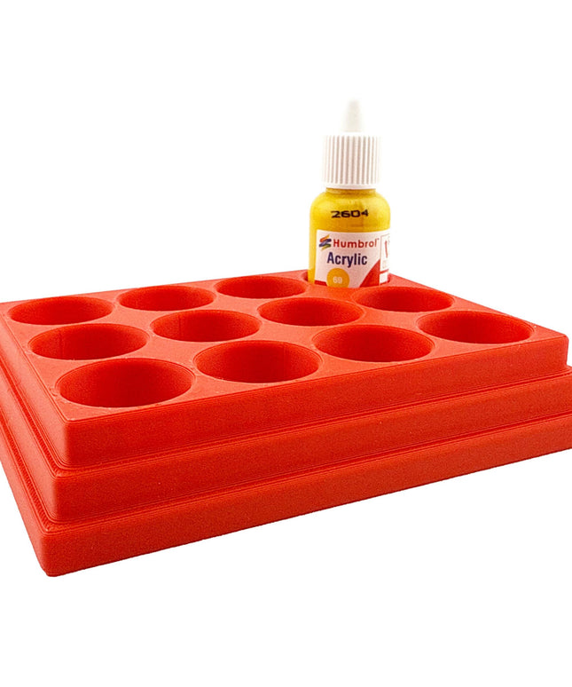 Jeff Did It! - 14ml Bottle Holder - Holds 12 Bottles Compatible with Humbrol 14ml Paint Bottles w Anti-Slip Rubber Feet - 3D Printed