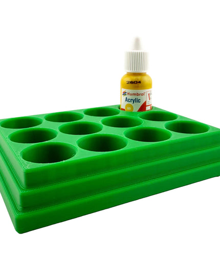 Jeff Did It! - 14ml Bottle Holder - Holds 12 Bottles Compatible with Humbrol 14ml Paint Bottles w Anti-Slip Rubber Feet - 3D Printed
