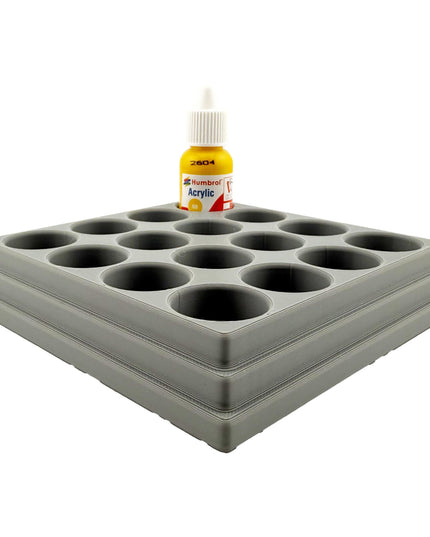 Jeff Did It! - 14ml Bottle Holder - Holds 16 Bottles Compatible with Humbrol 14ml Paint Bottles w Anti-Slip Rubber Feet - 3D Printed