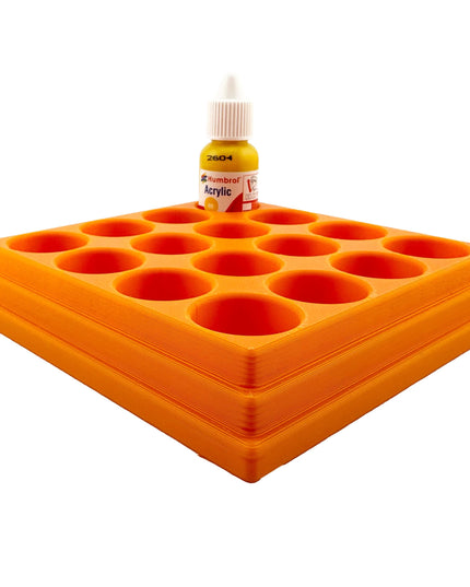 Jeff Did It! - 14ml Bottle Holder - Holds 16 Bottles Compatible with Humbrol 14ml Paint Bottles w Anti-Slip Rubber Feet - 3D Printed