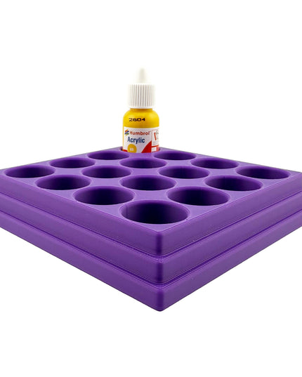 Jeff Did It! - 14ml Bottle Holder - Holds 16 Bottles Compatible with Humbrol 14ml Paint Bottles w Anti-Slip Rubber Feet - 3D Printed