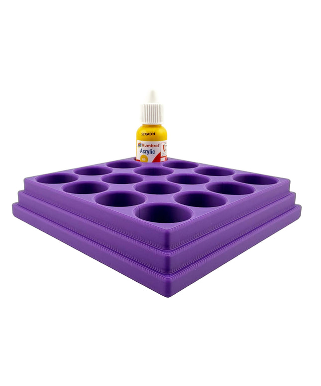 Jeff Did It! - 14ml Bottle Holder - Holds 16 Bottles Compatible with Humbrol 14ml Paint Bottles w Anti-Slip Rubber Feet - 3D Printed