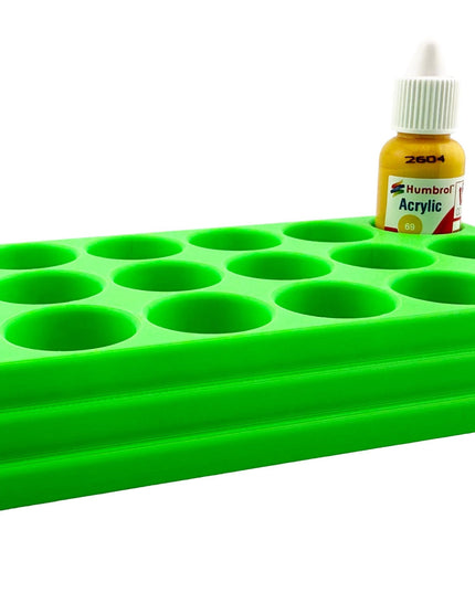 Jeff Did It! - 14ml Bottle Holder - Holds 18 Bottles Compatible with Humbrol 14ml Paint Bottles w Anti-Slip Rubber Feet - 3D Printed