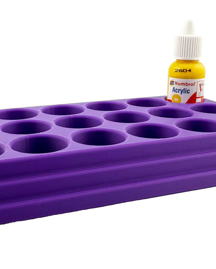 Jeff Did It! - 14ml Bottle Holder - Holds 18 Bottles Compatible with Humbrol 14ml Paint Bottles w Anti-Slip Rubber Feet - 3D Printed