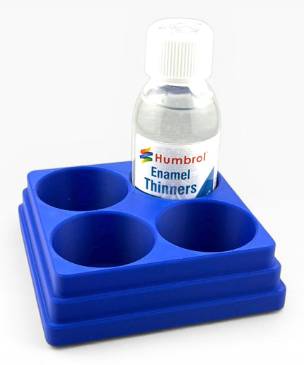 Jeff Did It! 125ml Bottle Holder Square - Holds 4 Bottles Compatible with Humbrol 125ml Bottles w Anti-Slip Rubber Feet - 3D Printed