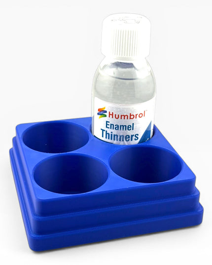 Jeff Did It! 125ml Bottle Holder Square - Holds 4 Bottles Compatible with Humbrol 125ml Bottles w Anti-Slip Rubber Feet - 3D Printed