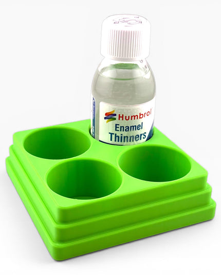 Jeff Did It! 125ml Bottle Holder Square - Holds 4 Bottles Compatible with Humbrol 125ml Bottles w Anti-Slip Rubber Feet - 3D Printed