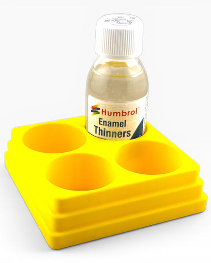 Jeff Did It! 125ml Bottle Holder Square - Holds 4 Bottles Compatible with Humbrol 125ml Bottles w Anti-Slip Rubber Feet - 3D Printed