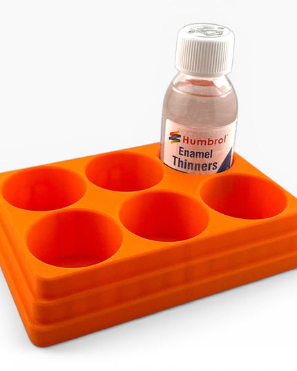 Jeff Did It! 125ml Bottle Holder - Holds 6 Bottles Compatible with Humbrol 125ml Bottles w Anti-Slip Rubber Feet - 3D Printed - Made in USA
