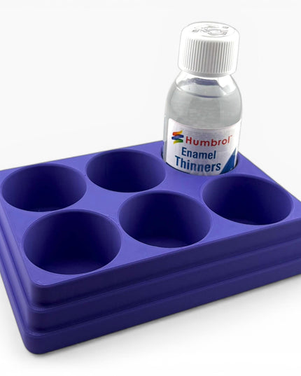 Jeff Did It! 125ml Bottle Holder - Holds 6 Bottles Compatible with Humbrol 125ml Bottles w Anti-Slip Rubber Feet - 3D Printed - Made in USA