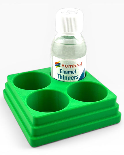 Jeff Did It! 125ml Bottle Holder Square - Holds 4 Bottles Compatible with Humbrol 125ml Bottles w Anti-Slip Rubber Feet - 3D Printed