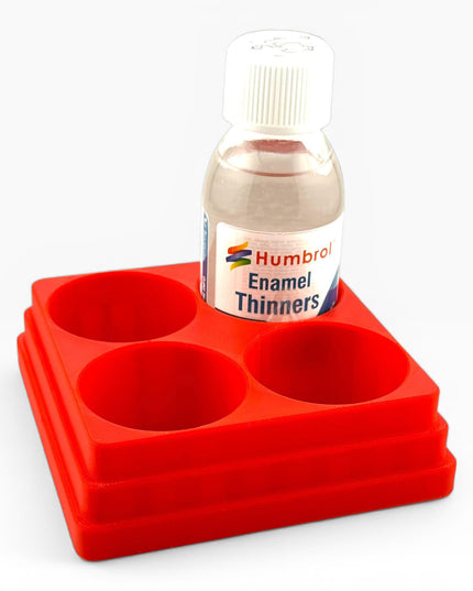 Jeff Did It! 125ml Bottle Holder Square - Holds 4 Bottles Compatible with Humbrol 125ml Bottles w Anti-Slip Rubber Feet - 3D Printed