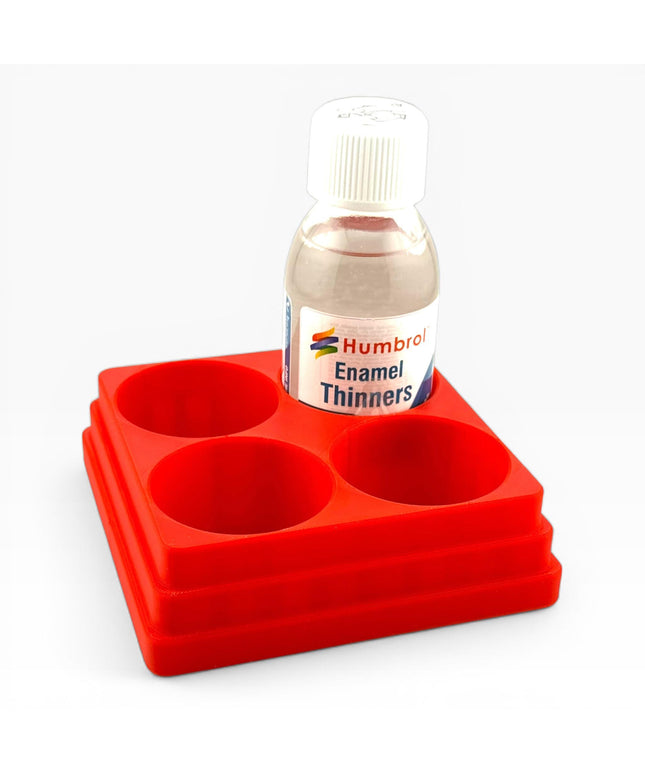 Jeff Did It! 125ml Bottle Holder Square - Holds 4 Bottles Compatible with Humbrol 125ml Bottles w Anti-Slip Rubber Feet - 3D Printed