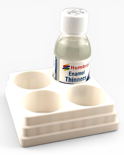Jeff Did It! 125ml Bottle Holder Square - Holds 4 Bottles Compatible with Humbrol 125ml Bottles w Anti-Slip Rubber Feet - 3D Printed