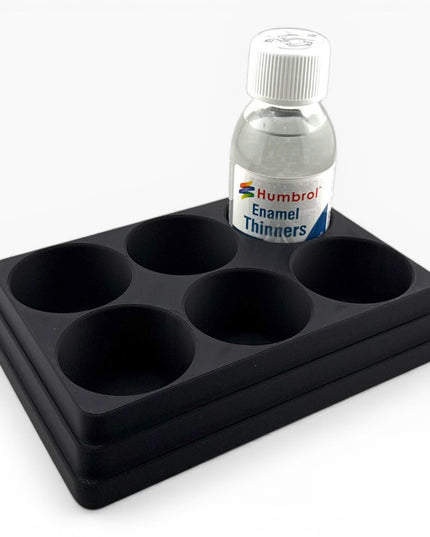 Jeff Did It! 125ml Bottle Holder - Holds 6 Bottles Compatible with Humbrol 125ml Bottles w Anti-Slip Rubber Feet - 3D Printed - Made in USA