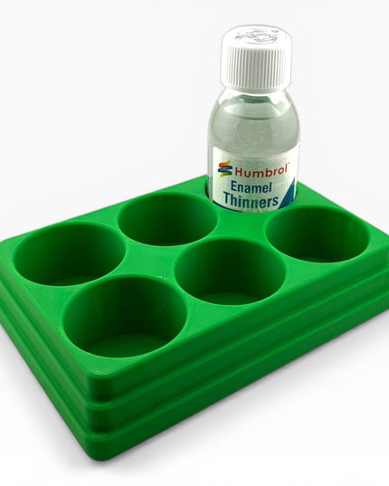 Jeff Did It! 125ml Bottle Holder - Holds 6 Bottles Compatible with Humbrol 125ml Bottles w Anti-Slip Rubber Feet - 3D Printed - Made in USA