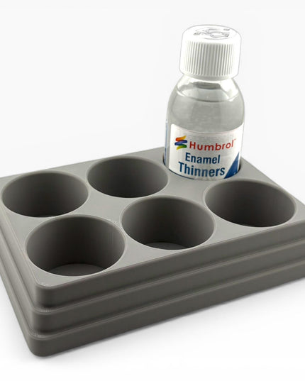 Jeff Did It! 125ml Bottle Holder - Holds 6 Bottles Compatible with Humbrol 125ml Bottles w Anti-Slip Rubber Feet - 3D Printed - Made in USA
