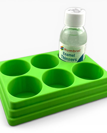 Jeff Did It! 125ml Bottle Holder - Holds 6 Bottles Compatible with Humbrol 125ml Bottles w Anti-Slip Rubber Feet - 3D Printed - Made in USA