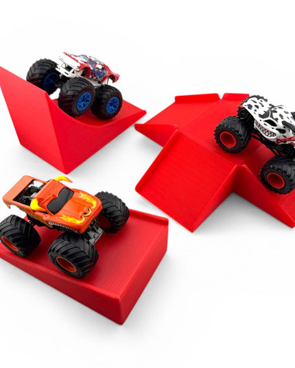 Jeff Did It! - 1/64 Scale 2 Lane Small Monster Truck / Car Ramp 3 Ramp Set #3 Free Style - 3D Printed - Designed and Manufactured in America