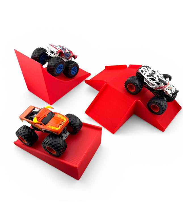 Jeff Did It! - Hot Wheels Monster Truck - 2 Lane Monster Truck 3 Ramp Set #3 Free Style - 3D Printed - Designed and Made in the USA