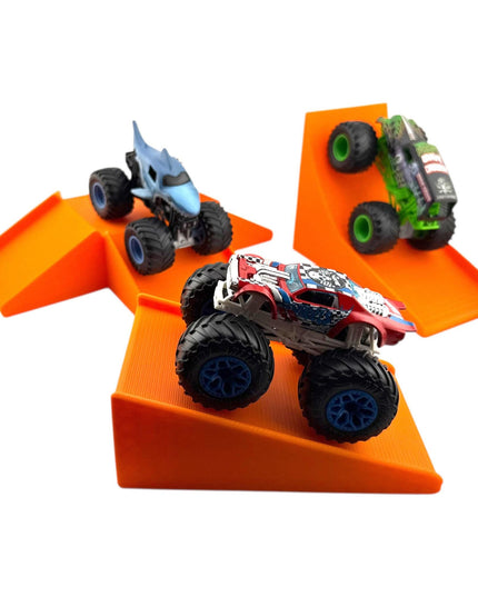 Jeff Did It! - 1/64 Scale 2 Lane Small Monster Truck / Car Ramp 3 Ramp Set #3 Free Style - 3D Printed - Designed and Manufactured in America