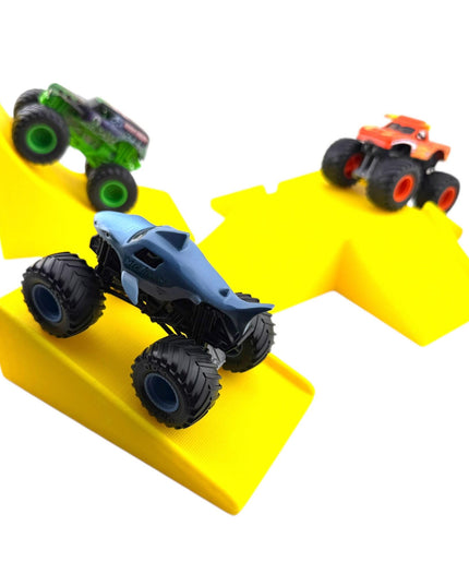 Jeff Did It! - 1/64 Scale 2 Lane Small Monster Truck / Car Ramp 3 Ramp Set #3 Free Style - 3D Printed - Designed and Manufactured in America