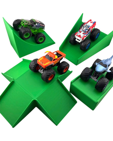 Jeff Did It! - 1/64 Scale 2 Lane Small Monster Truck / Car Free Style 4 Ramp Set - 3D Printed - Designed and Manufactured in America