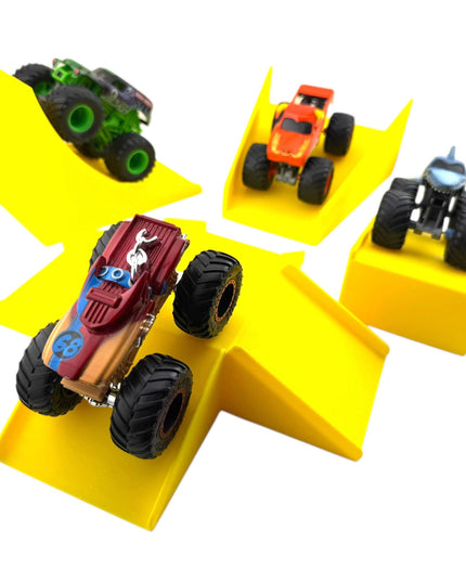 Jeff Did It! - 1/64 Scale 2 Lane Small Monster Truck / Car Free Style 4 Ramp Set - 3D Printed - Designed and Manufactured in America