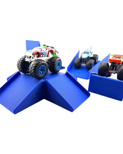 Jeff Did It! - 1/64 Scale 2 Lane Small Monster Truck / Car Free Style 4 Ramp Set - 3D Printed - Designed and Manufactured in America
