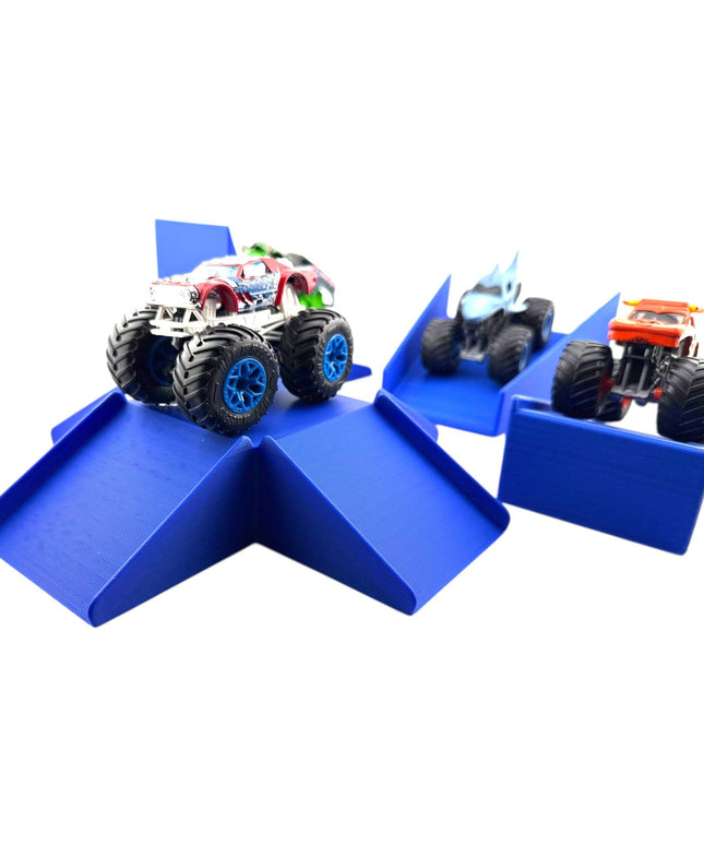 Jeff Did It! - 1/64 Scale 2 Lane Small Monster Truck / Car Free Style 4 Ramp Set - 3D Printed - Designed and Manufactured in America