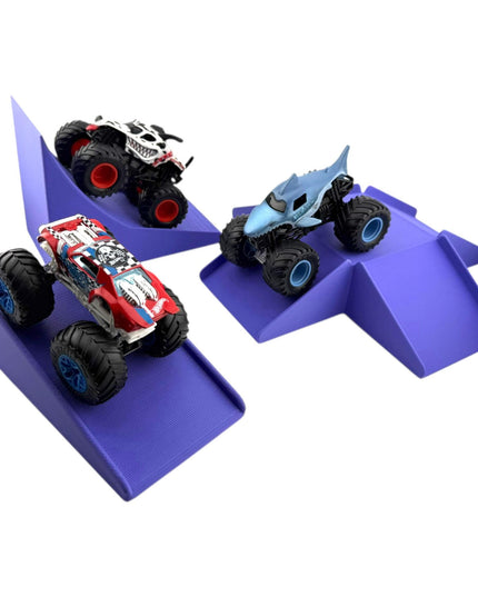 Jeff Did It! - 1/64 Scale 2 Lane Small Monster Truck / Car Ramp 3 Ramp Set #3 Free Style - 3D Printed - Designed and Manufactured in America