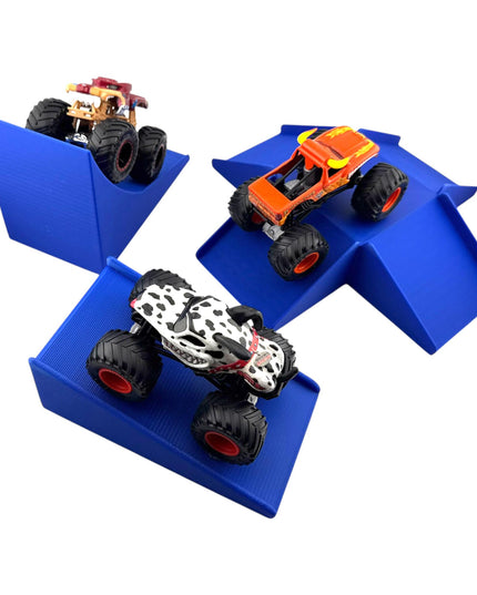 Jeff Did It! - 1/64 Scale 2 Lane Small Monster Truck / Car Ramp 3 Ramp Set #3 Free Style - 3D Printed - Designed and Manufactured in America