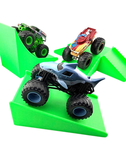 Jeff Did It! - 1/64 Scale 2 Lane Small Monster Truck / Car Ramp 3 Ramp Set #3 Free Style - 3D Printed - Designed and Manufactured in America