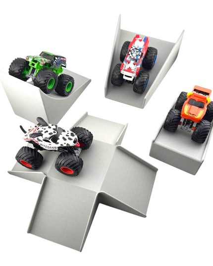 Jeff Did It! - 1/64 Scale 2 Lane Small Monster Truck / Car Free Style 4 Ramp Set - 3D Printed - Designed and Manufactured in America
