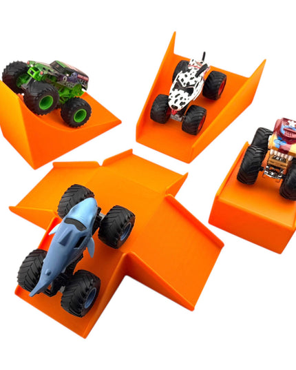 Jeff Did It! - 1/64 Scale 2 Lane Small Monster Truck / Car Free Style 4 Ramp Set - 3D Printed - Designed and Manufactured in America