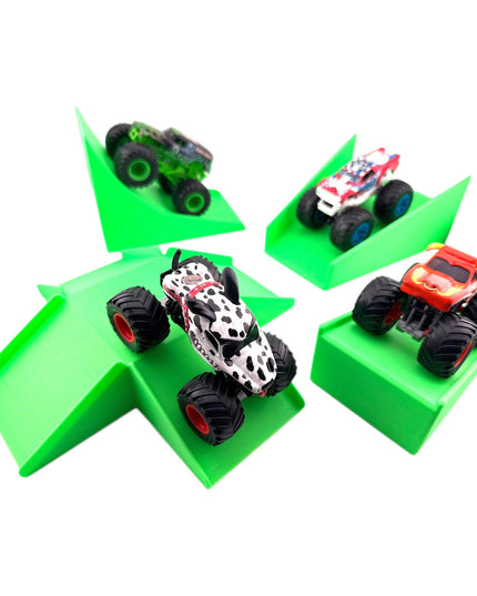 Jeff Did It! - 1/64 Scale 2 Lane Small Monster Truck / Car Free Style 4 Ramp Set - 3D Printed - Designed and Manufactured in America