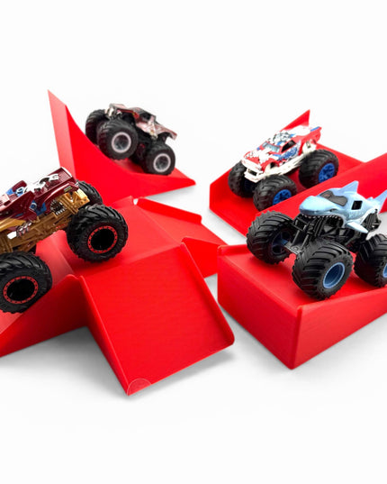 Jeff Did It! - 1/64 Scale 2 Lane Small Monster Truck / Car Free Style 4 Ramp Set - 3D Printed - Designed and Manufactured in America