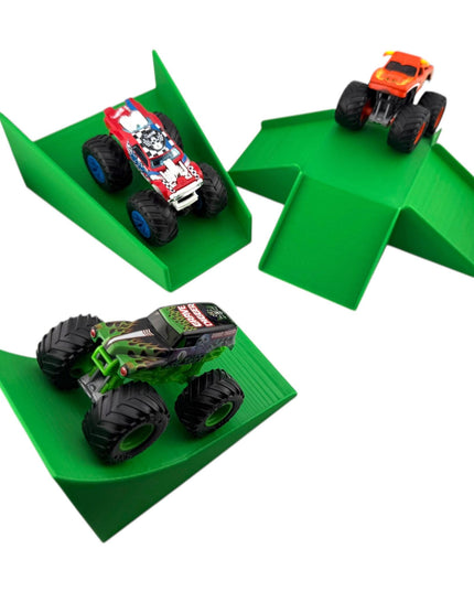 Jeff Did It! - 1/64 Scale 2 Lane Monster Truck / Car 3 Ramp Set #1  - 3D Printed - Designed and Manufactured in America