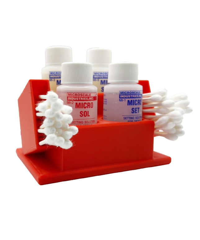 Jeff Did It! 4 Bottle Holder Micro Sol/Set Microscale Anti-Tip/Anti-Slip Bottle Set Holder 1 oz Bottle Micro Series , Cotton Swab Holder