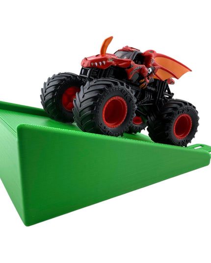 Jeff Did It! - 1/64 Scale 2 Lane Medium Monster Truck / Car Ramp - Works on Hot Track - 3D Printed - Designed and Manufactured in America