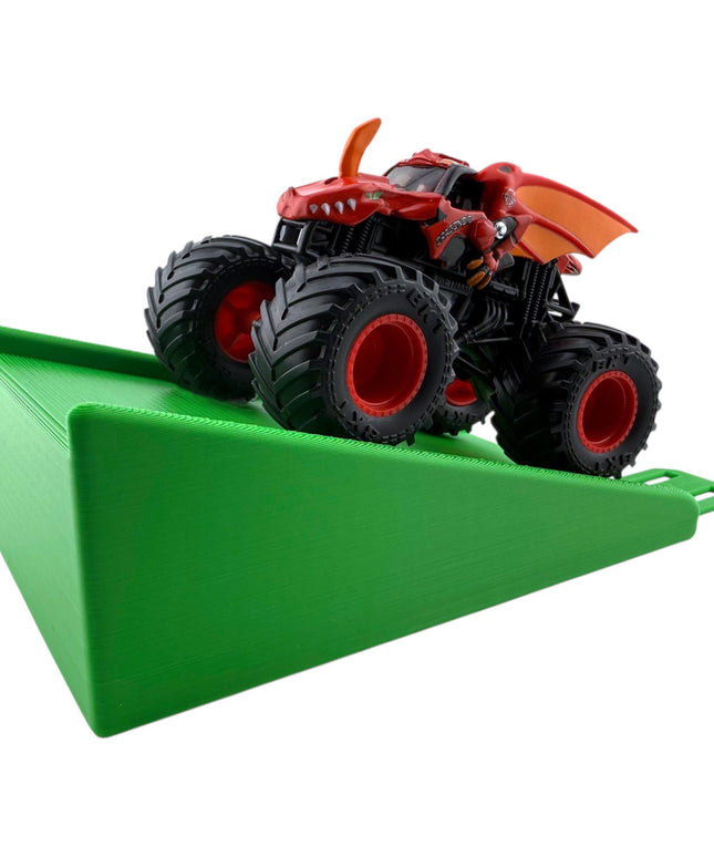 Jeff Did It! - 1/64 Scale 2 Lane Medium Monster Truck / Car Ramp - Works on Hot Track - 3D Printed - Designed and Manufactured in America