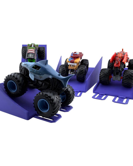 Jeff Did It! - 1/64 Scale  2 Lane Monster Truck / Car - 4 Jump/Ramp Set - Works on Hot Track Brand - 3D Printed - Made in the USA
