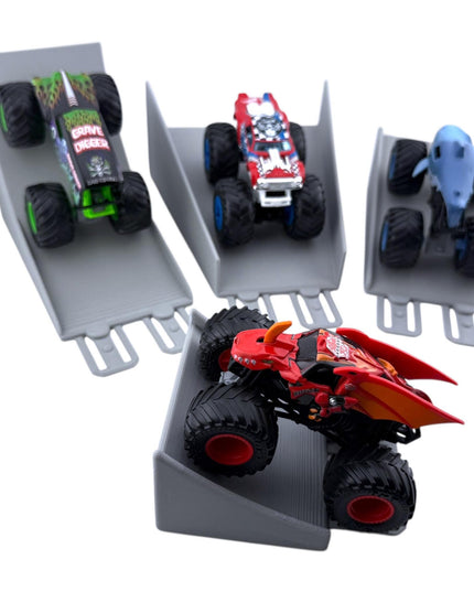 Jeff Did It! - 1/64 Scale  2 Lane Monster Truck / Car - 4 Jump/Ramp Set - Works on Hot Track Brand - 3D Printed - Made in the USA