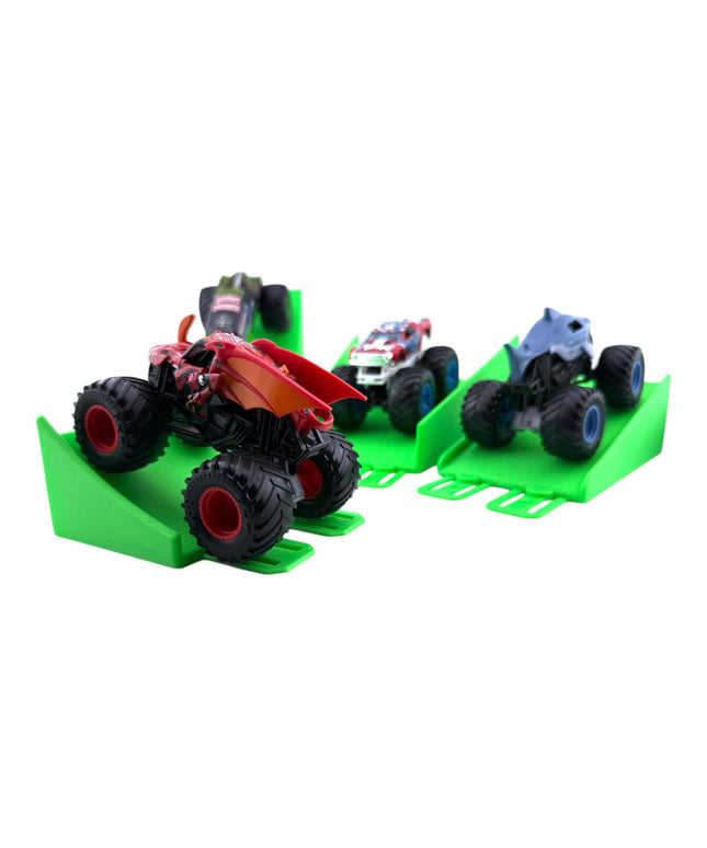 Jeff Did It! - 1/64 Scale  2 Lane Monster Truck / Car - 4 Jump/Ramp Set - Works on Hot Track Brand - 3D Printed - Made in the USA