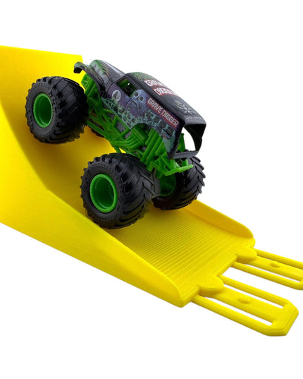 Jeff Did It! - 1/64 Scale 2 Lane Stunt Monster Truck / Car Ramp - Works on Hot Track - 3D Printed - Designed and Manufactured in America
