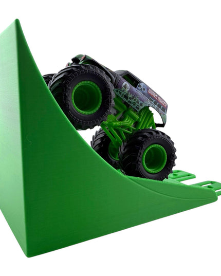 Jeff Did It! - 1/64 Scale 2 Lane Stunt Monster Truck / Car Ramp - Works on Hot Track - 3D Printed - Designed and Manufactured in America
